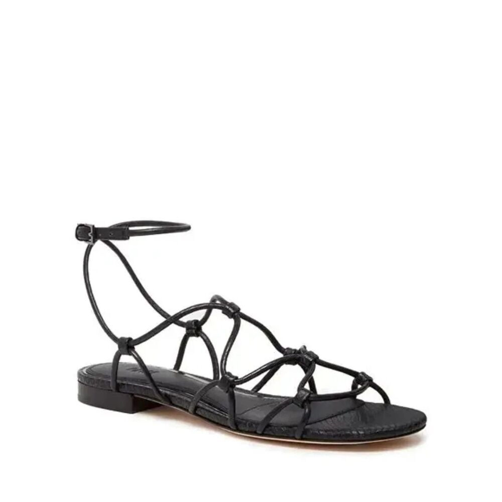 Paige Phoebe Ankle Strap Sandals Sz 9 Black Snake Embossed Leather